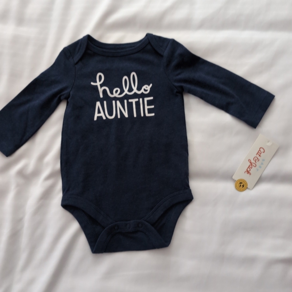 Cat & Jack  unisex Navy Blue 'Hello Auntie' Bodysuit